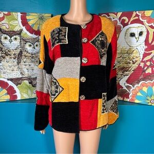 Julia Kim Jacket‎ Colorblock Patchwork Boho Button-Up